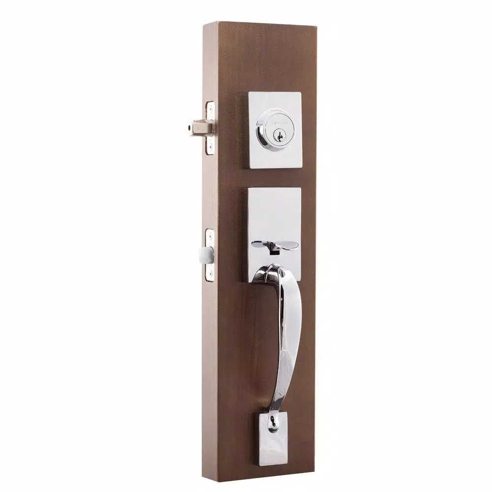 Copper Creek Craftsman Polished Stainless Steel Front Door Handleset with Remi Lever Trim