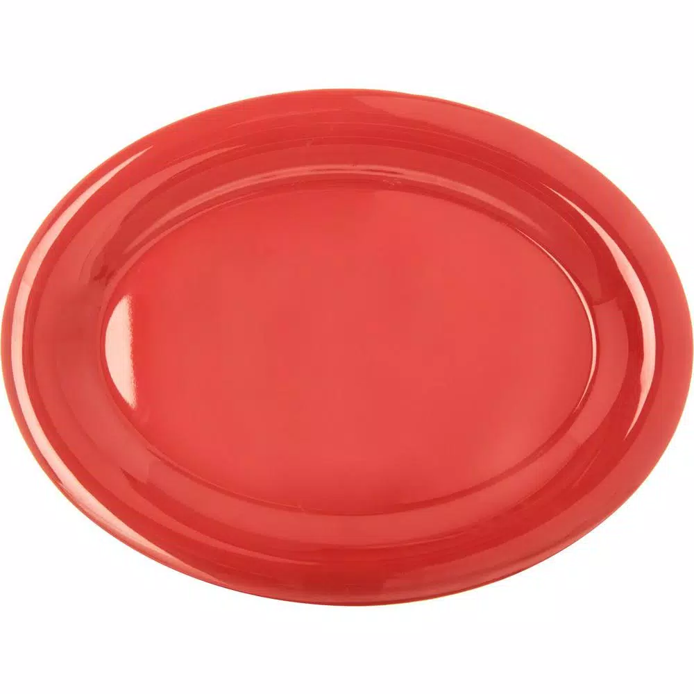 Carlisle Durus 12-Pack Sunset Orange Melamine Oval Platter Trays, 12 x 9 in.