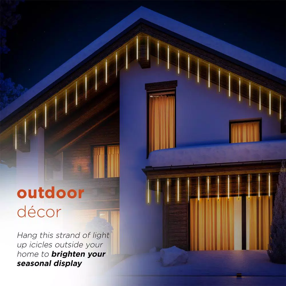 Alpine Corporation Hanging Icicle Lights, Chasing Warm White LED, 540 Count