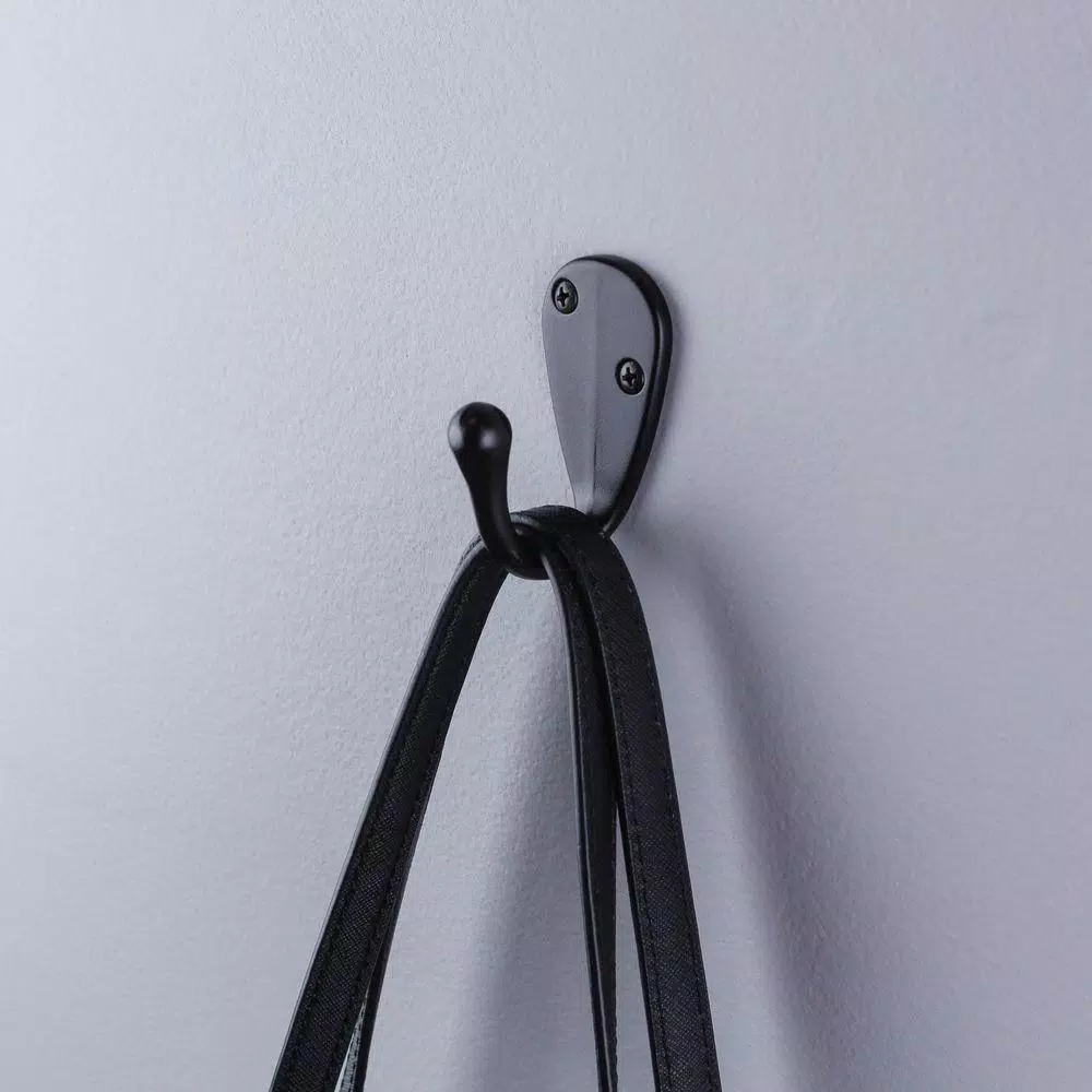 Everbilt Matte Black Single Robe Hook, Light Duty Steel (5-Pack)