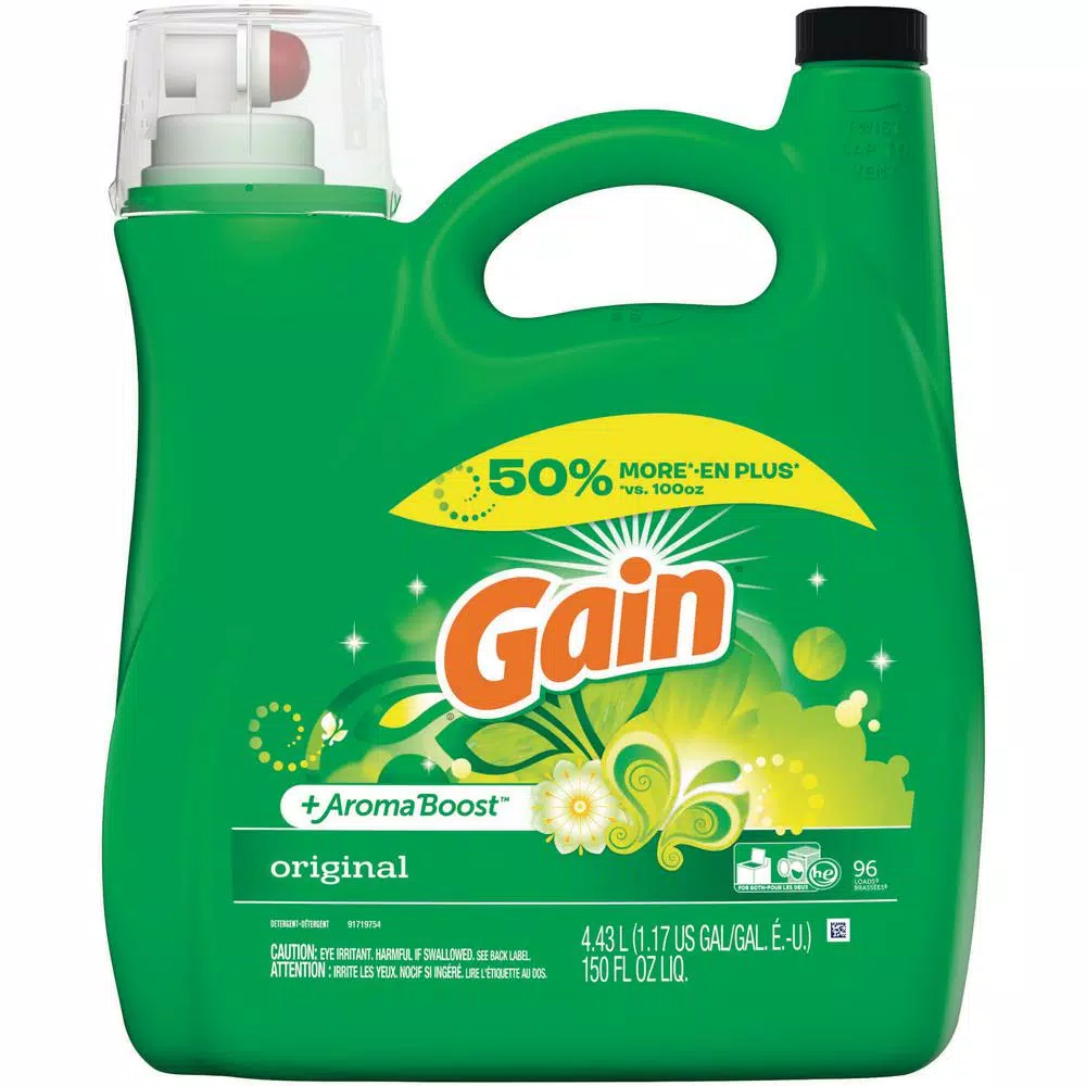 Gain Original Fresh Scent Liquid Laundry Detergent, HE Compatible, 150 oz (96 Loads)