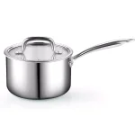 Cook N Home 3 qt. Tri-Ply Clad Stainless Steel Sauce Pan with Tempered Glass Lid thumbnail 2