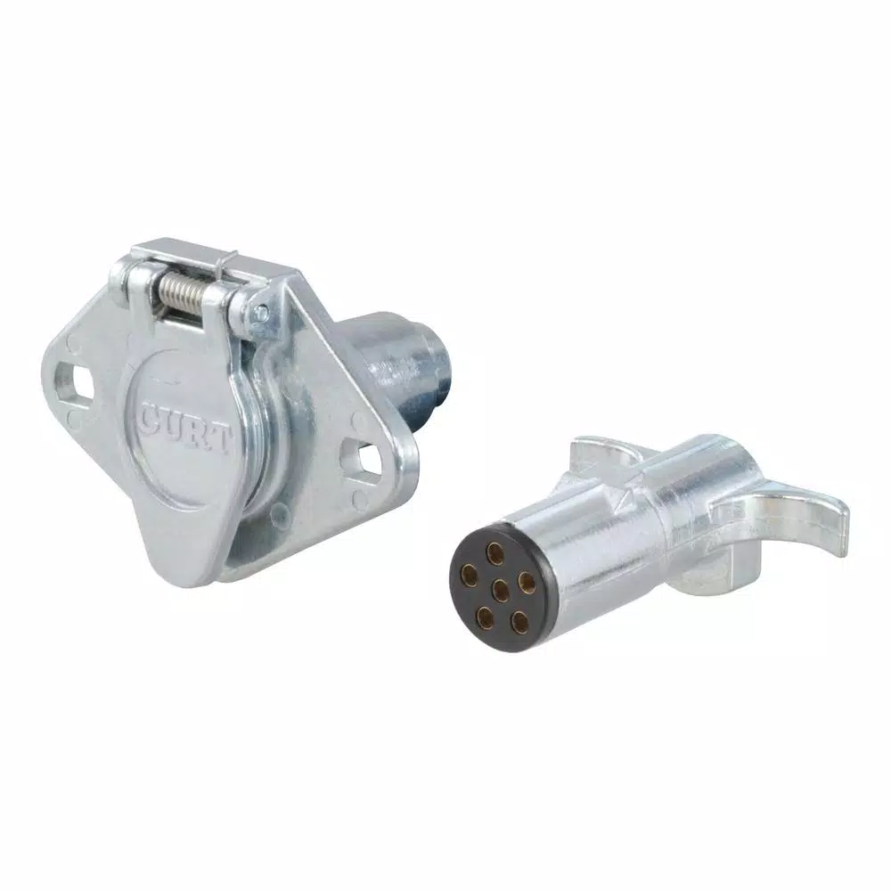 CURT 6-Way Round Trailer Connector Plug & Socket Kit