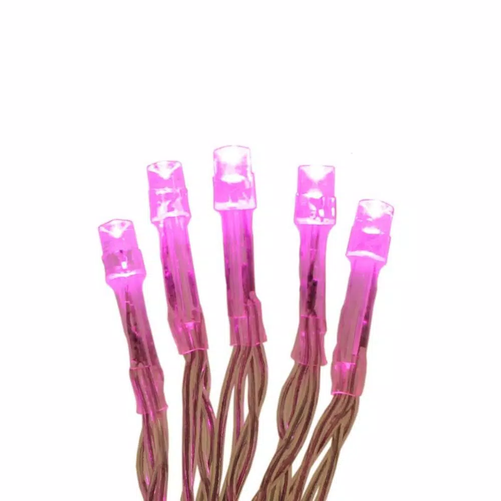 ALEKO 30-Light Pink LED Battery Operated String Lights, 10 ft. Flexible Wire