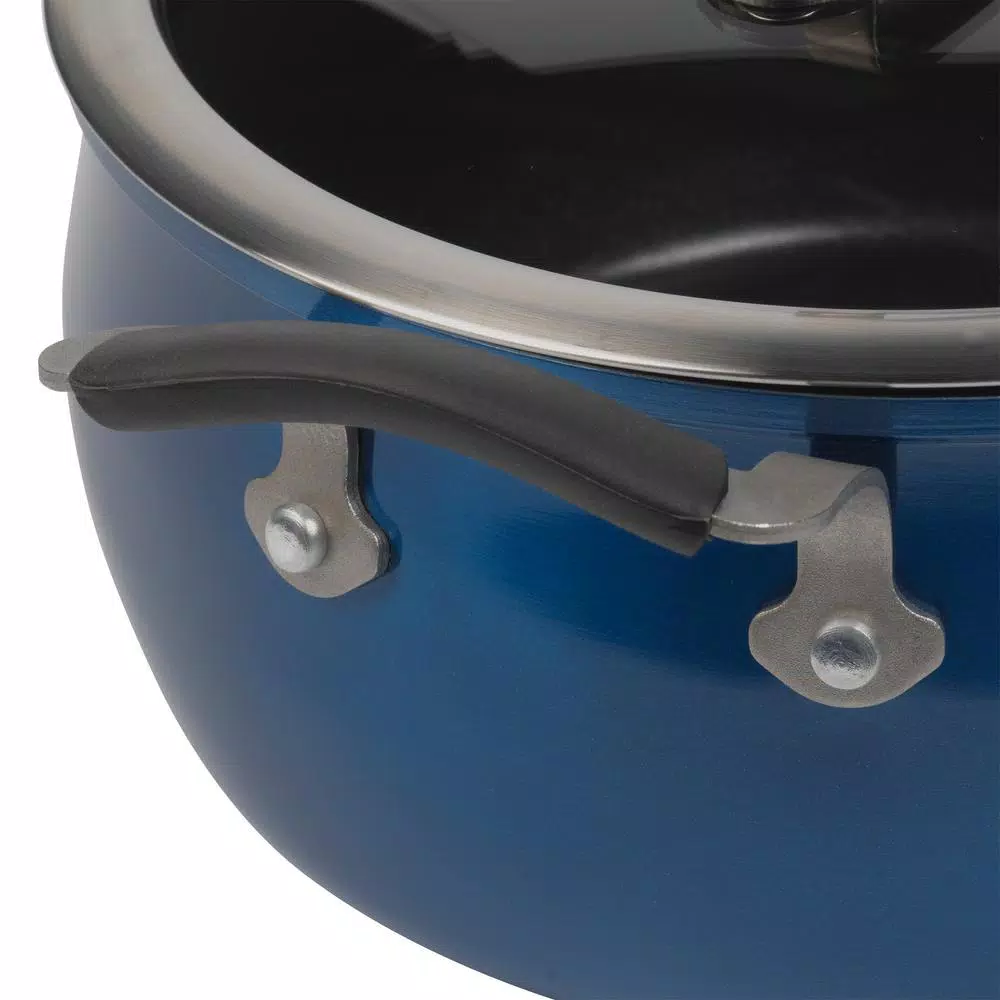 Epicurious 5 Qt. Hard-Anodized Aluminum Nonstick Chili Pot with Glass Lid, Blue