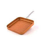 MasterPan Original Copper Pan 11 in. Square Aluminum Nonstick Copper-Infused Grill Pan thumbnail 1