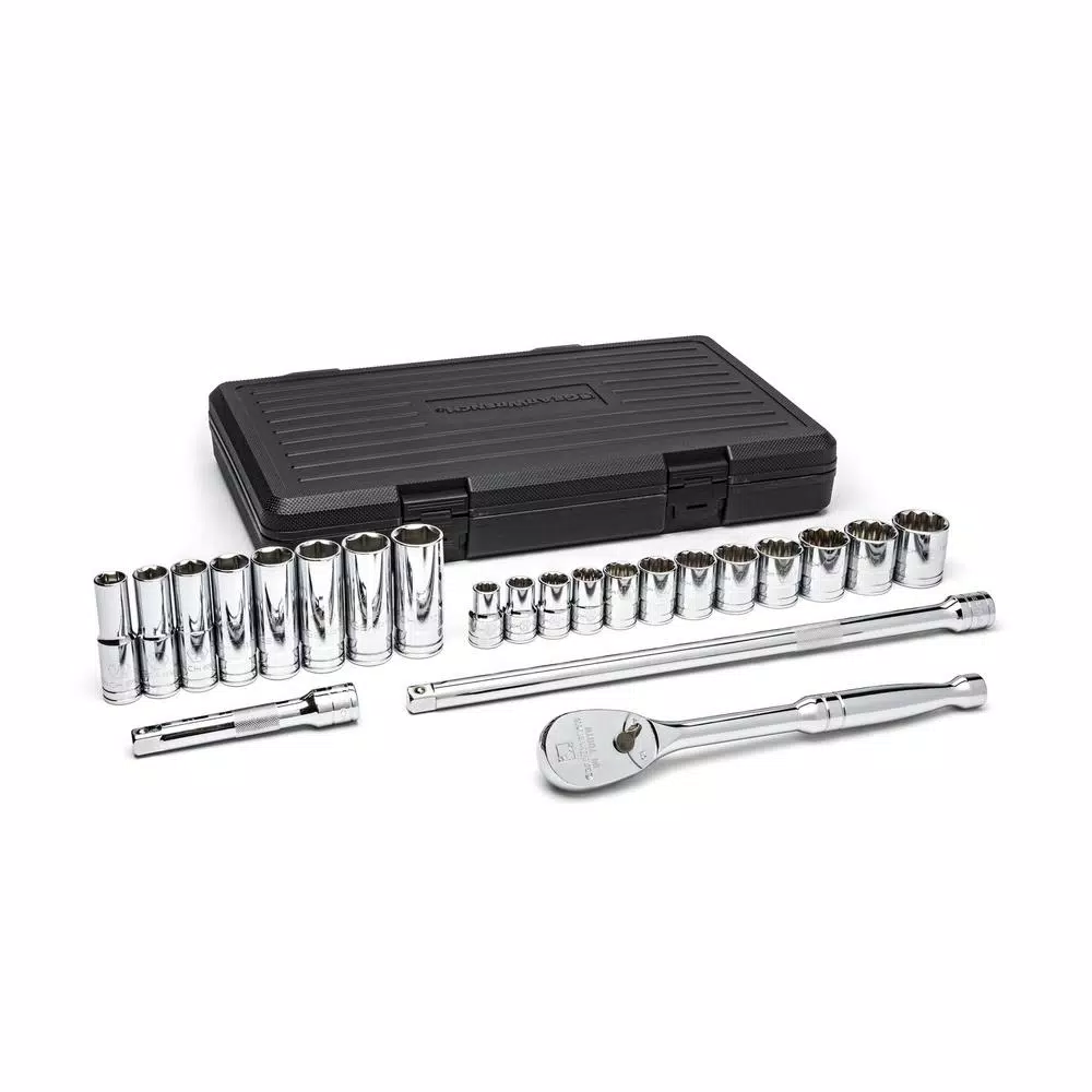 GEARWRENCH 1/2 in. Drive 6-Point SAE Ratchet and Socket Set, 23-Piece