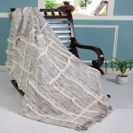 LR Resources Linework 50 in. x 60 in. Gray and Natural Abstract Tufted Cotton Throw Blanket thumbnail 5