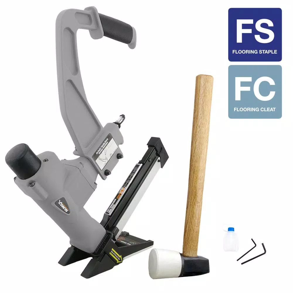 NuMax 3-in-1 Pneumatic Flooring Nailer and 15.5-Gauge Stapler, 16-Gauge T-Cleats & L-Cleats
