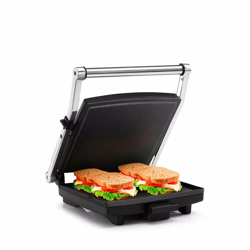 HOLSTEIN HOUSEWARES Holstein 4-Slice Stainless Steel Electric Griddle with Non-Stick Surface, 132 sq. in.