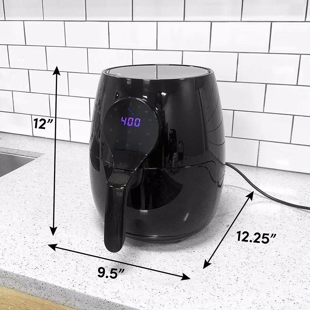 Maximatic Elite Gourmet 5.3 Qt. Digital Air Fryer, 1350W Oil-Free Multi-Cooker, Black