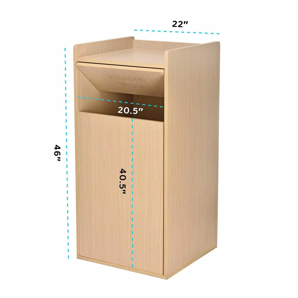 Alpine Industries 40 Gal. Oak Wood Commercial Tray Top Waste Enclosure Trash Can