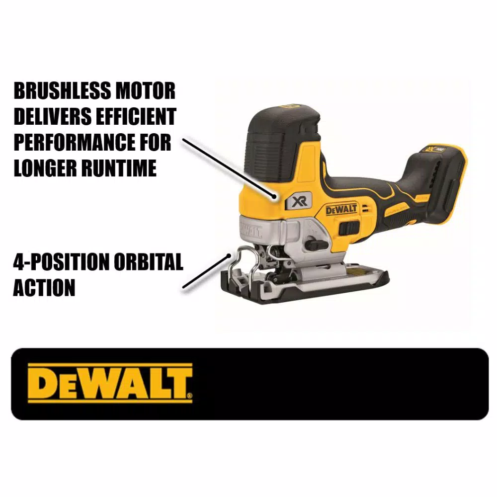 DEWALT 20V MAX XR Brushless Cordless Barrel Grip Jigsaw Kit with (2) 5.0Ah Batteries & Charger