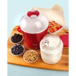 Euro Cuisine 2 Qt. Yogurt Maker with Glass Jar, Stainless Steel Thermometer, and Greek Yogurt Cotton Bag - Red thumbnail 4
