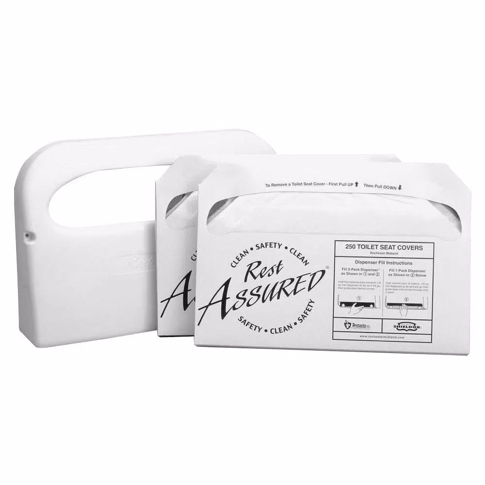 RMC Toilet Seat Cover Starter Set with Wall-Mountable Dispenser, 500 Sheets