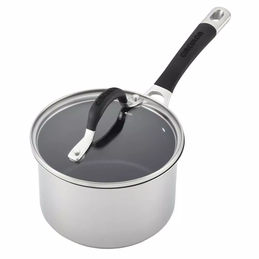 Circulon Momentum 2-Quart Stainless Steel Nonstick Saucepan with Glass Lid
