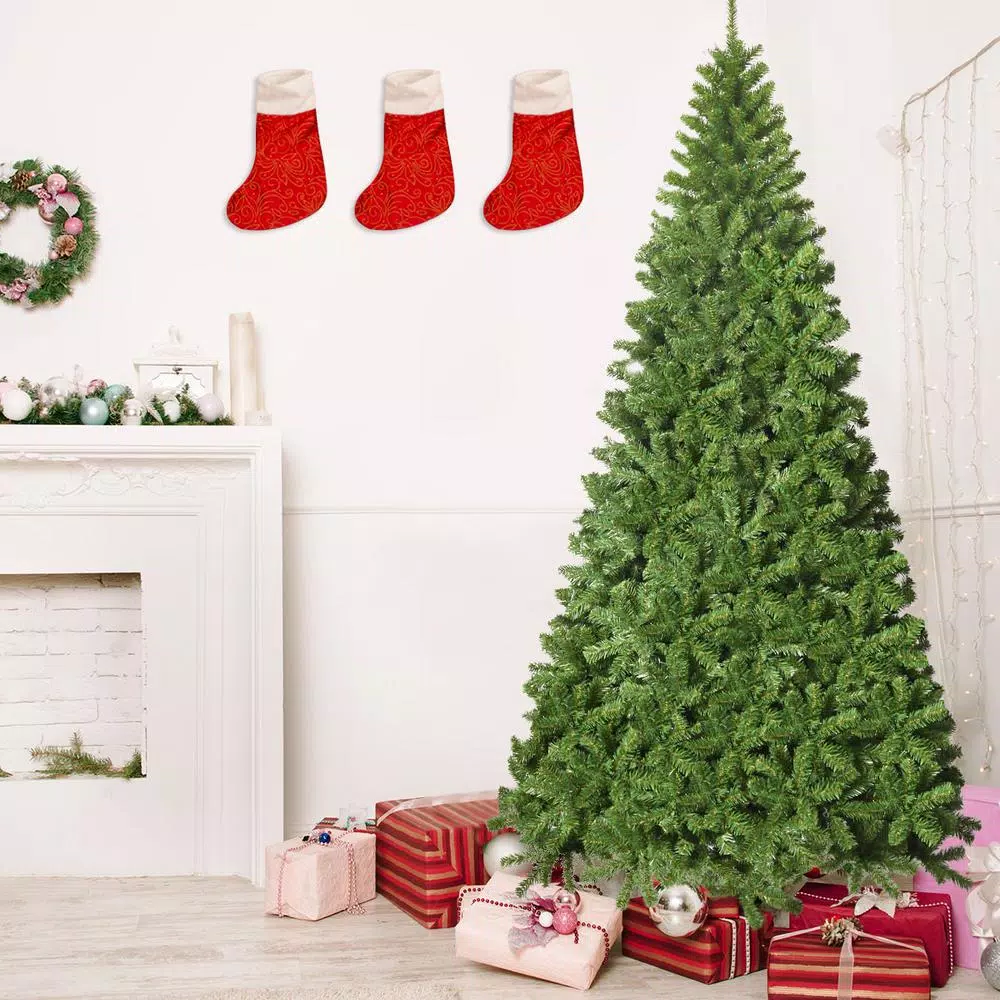 Costway 9 ft. Slim Fraser Fir Artificial Christmas Tree, Unlit Green with 2094 Tips
