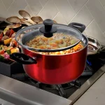 Oster Gibson Oster Merrion 6 Qt. Nonstick Aluminum Round Dutch Oven with Glass Lid, Red thumbnail 3