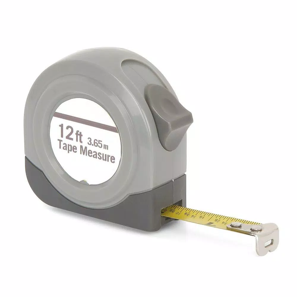 Unbranded 12 ft. SAE Tape Measure with Rubber Comfort Grip and Belt Clip