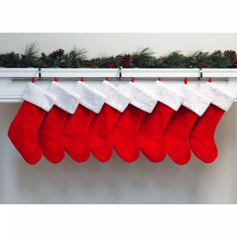 Haute Decor MantleClip Stocking Holder with Expandable Rod, Pewter Finish (4-Pack)