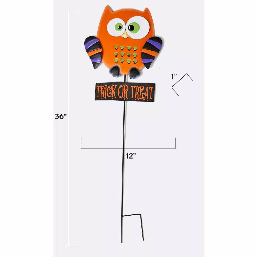 Worth Imports 36 in. Metal Halloween Owl Yard Decoration on Stake (Set of 2)