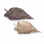 IMAX Mabon Bronze Decorative Leaf Trays, Set of 2, Cast Aluminum Gold and Bronze Finishes thumbnail 1