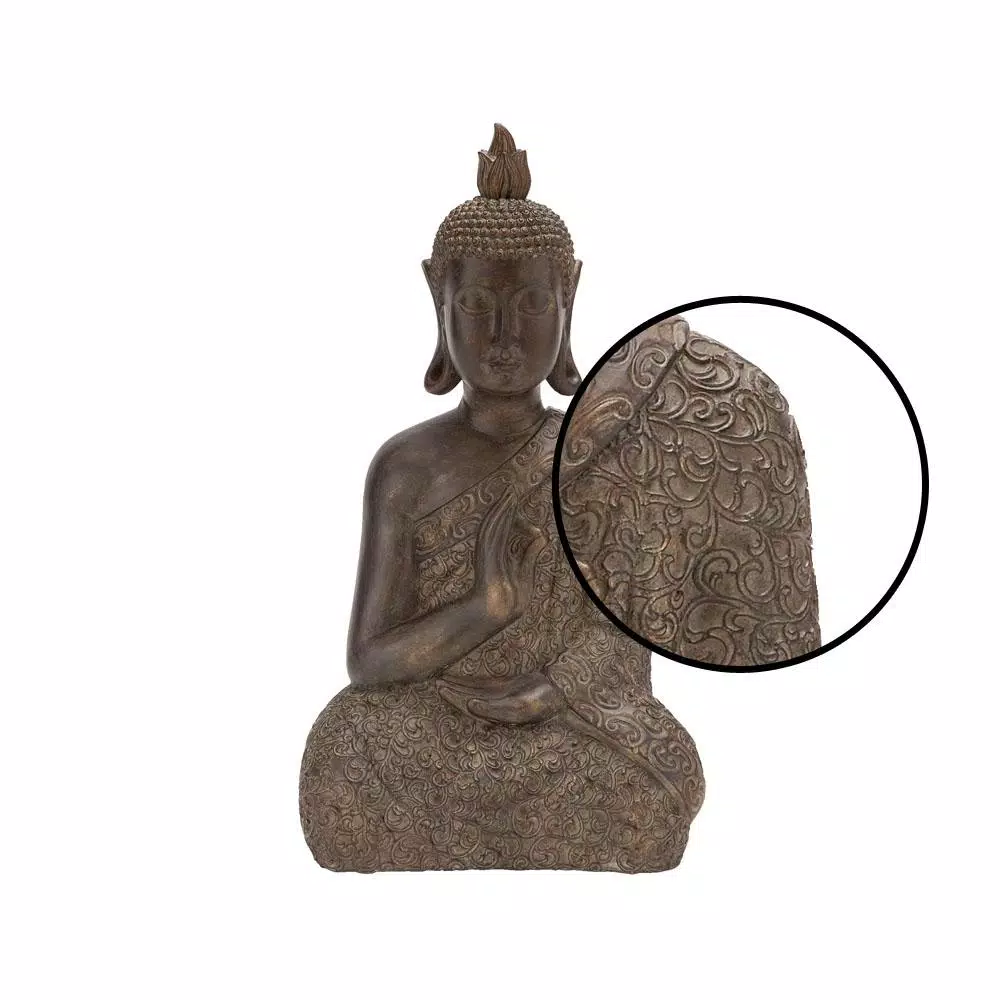 LITTON LANE Polystone Meditating Thai Buddha Sculpture - Tarnished Brown Statuary