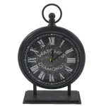 Winsome House Black Metal Vintage Table Top Clock with Roman Numerals thumbnail 5