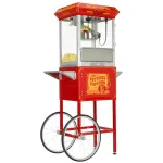 Funtime 8oz Red Theater Style Popcorn Popper Machine with Cart thumbnail 1