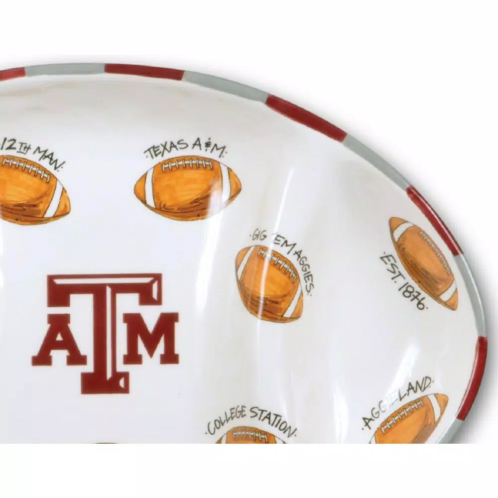 Magnolia Lane Texas A&M NCAA Officially Licensed Ceramic Football Tailgating Serving Platter