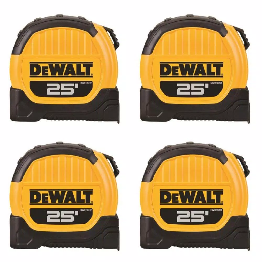 DEWALT 25 ft. x 1-1/8 in. Tape Measure, 4-Pack - Durable Residential Construction Hand Tool