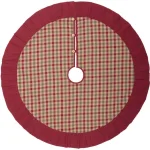 VHC Brands 48 in. Jonathan Plaid Traditional Christmas Tree Skirt - Red, Olive Green & Tan thumbnail 1