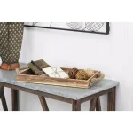 Cheungs Natural Wood Rectangular Decorative Tray with Rope Side Handles - Farmhouse Style thumbnail 1