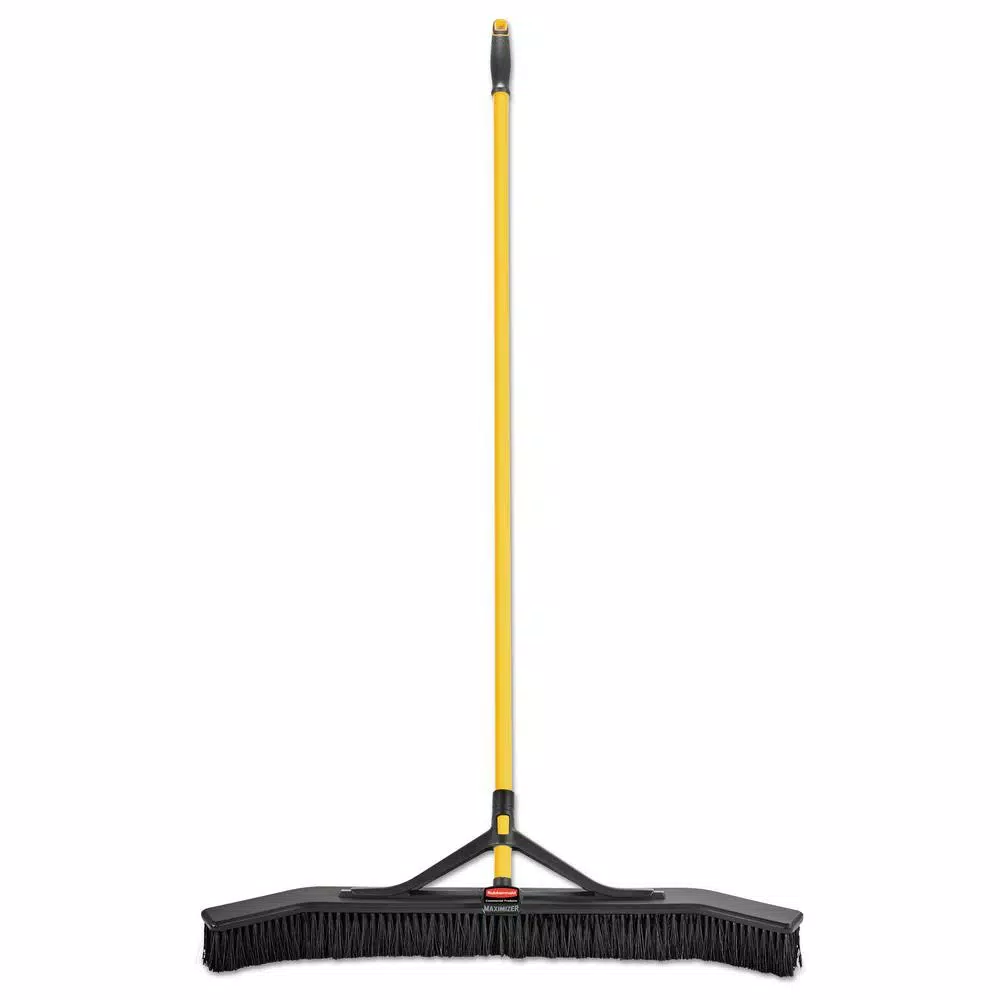 Rubbermaid Commercial Products Maximizer 36 in. PVC Push Broom with Steel Handle, Yellow/Black