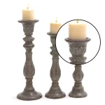 LITTON LANE Rustic Dark Brown Tapered Mango Wood Candle Holder Set of 3 thumbnail 3
