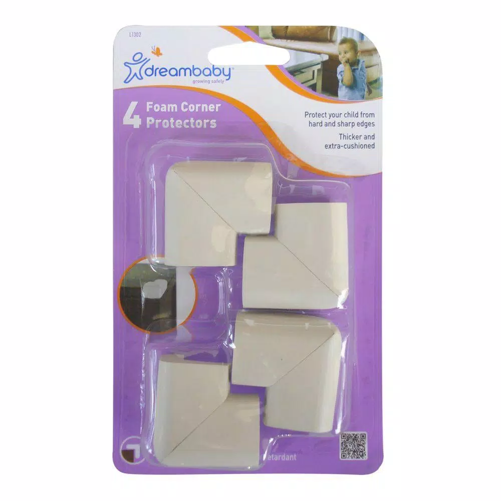 Dreambaby Foam Corner Protectors, Grey, 4-Pack