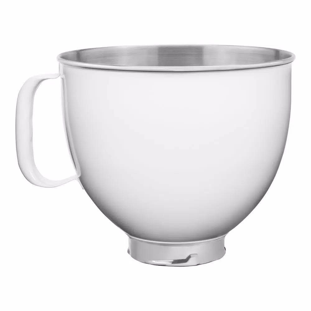 KitchenAid 5 Qt. Stainless Steel Mixing Bowl with Colorfast White Finish for Tilt-Head Stand Mixers