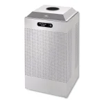 Rubbermaid Commercial Products Silhouette 29 Gal. Silver Square Steel Recycling Container for Cans and Bottles thumbnail 1