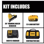 DEWALT 20V MAX Cordless Brushless 30° Paper Collated Framing Nailer Kit with 4Ah Battery and Charger thumbnail 2