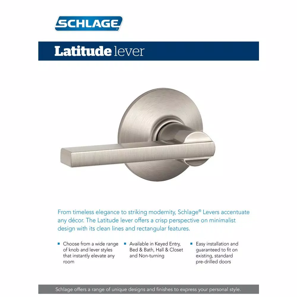 Schlage Latitude Keyed Entry Door Lever - Bright Chrome