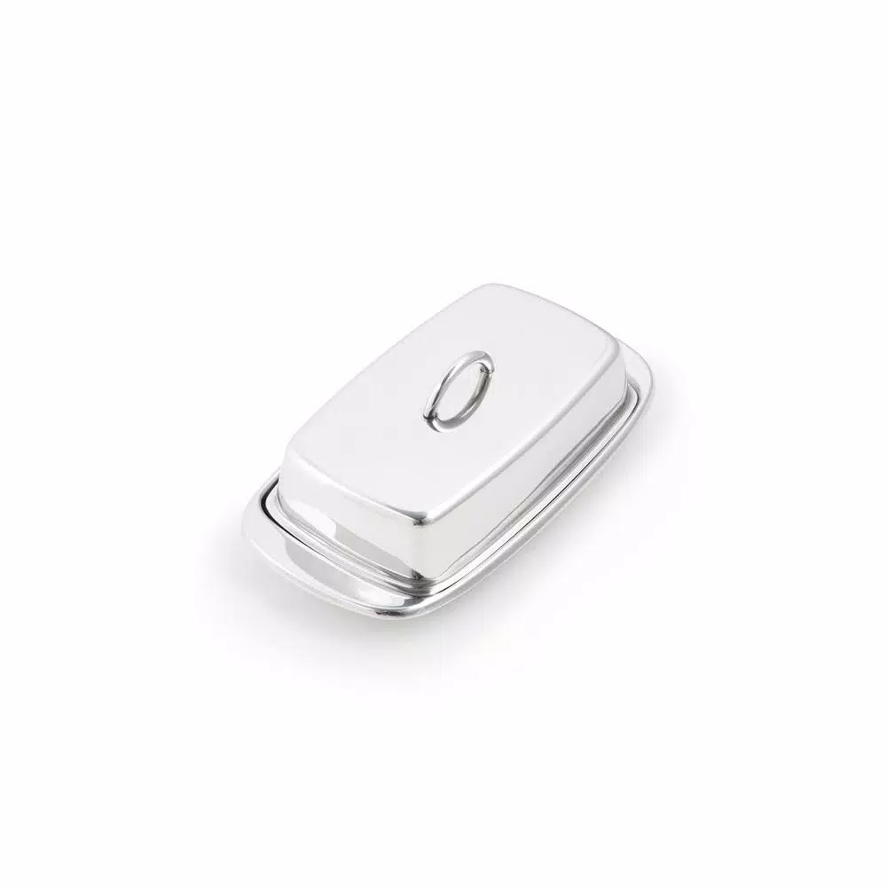 Fox Run Stainless Steel Butter Dish with Lid, 2-Stick Capacity, Silver