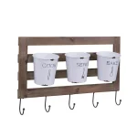 DANYA B DANAYA B. FHB2605 Rustic Hanging Utensil Caddy with 3 Tin Buckets and 5 Hooks thumbnail 2