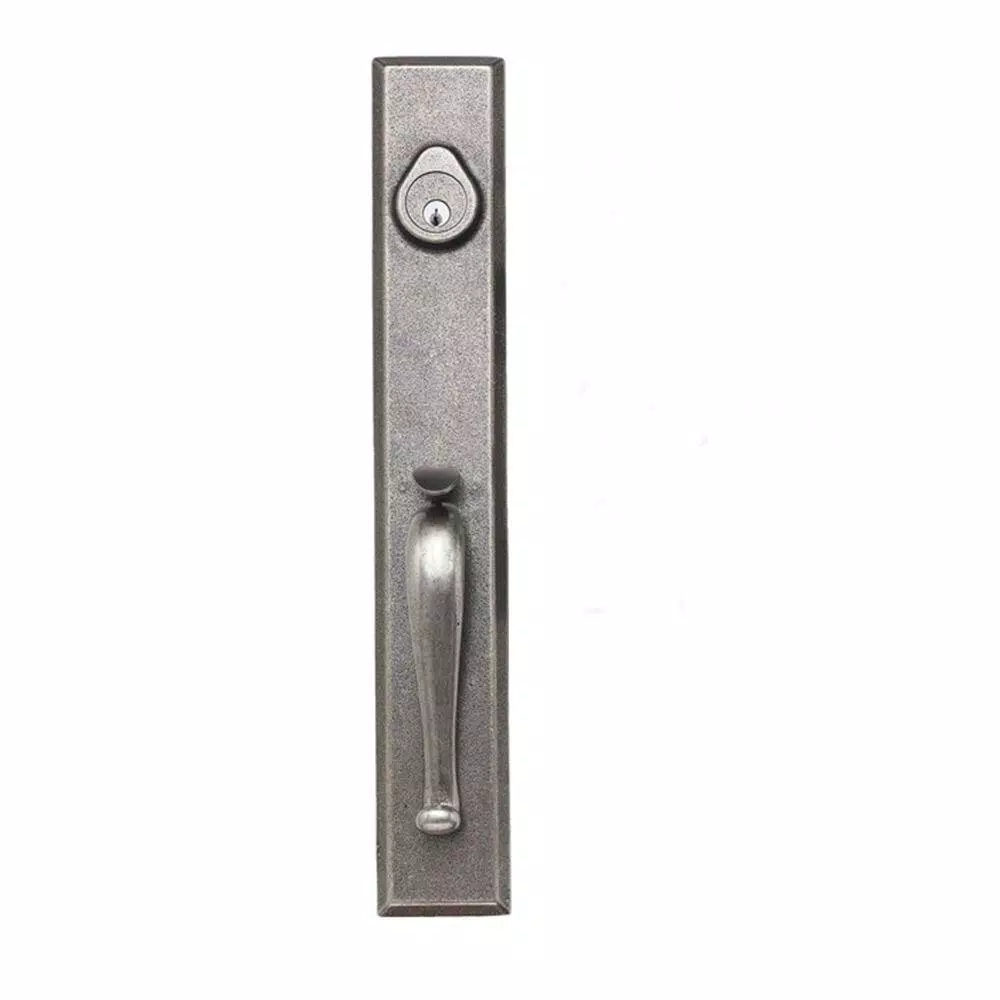 Delaney Hardware Sandcast Cordoba Aged Pewter Single Cylinder Deadbolt Entry Handleset with Tulum Knob