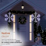 Alpine Corporation 24 in. Hanging Snowflake with 102 Cool White LED Lights thumbnail 4