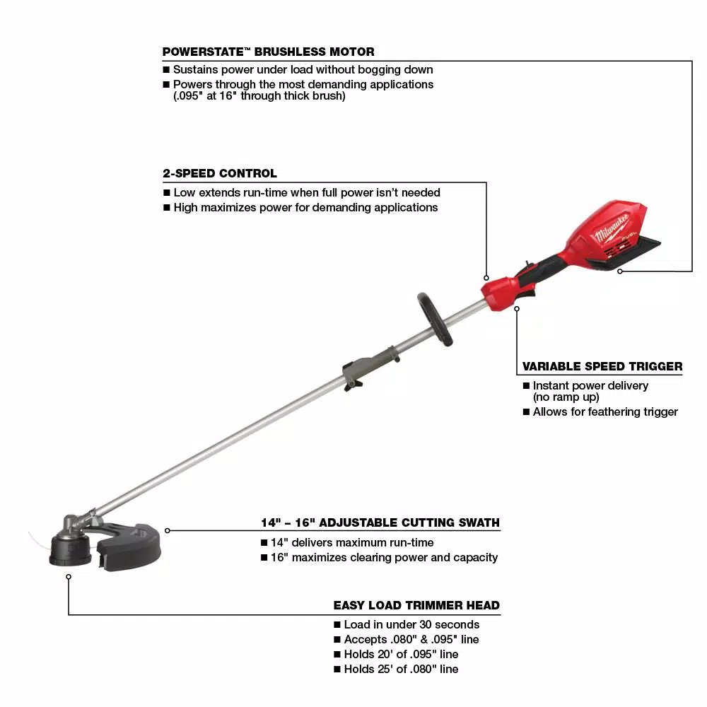Milwaukee M18 FUEL 18V Cordless Brushless String Trimmer with QUIK-LOK Attachment Capability (Tool-Only)