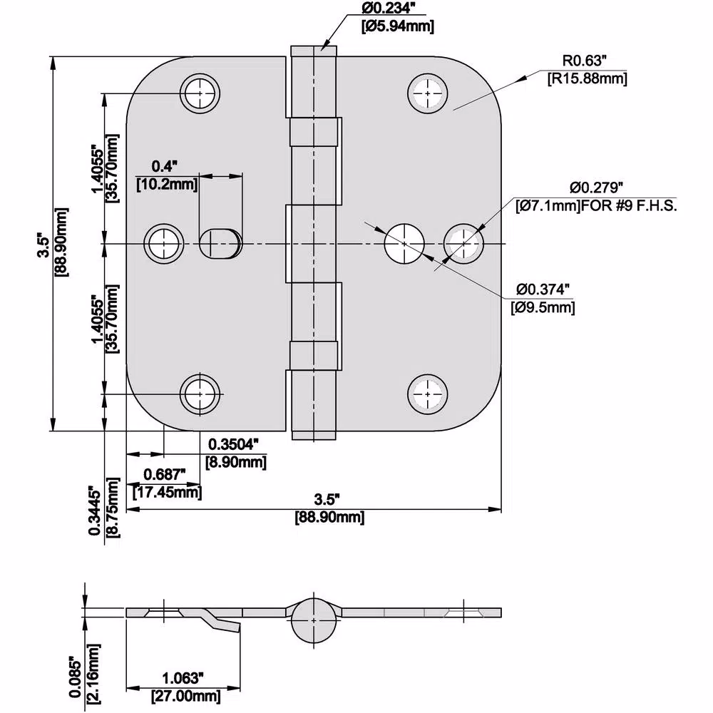 Everbilt 3-1/2 in. Satin Nickel Ball Bearing Door Hinge 3-Pack