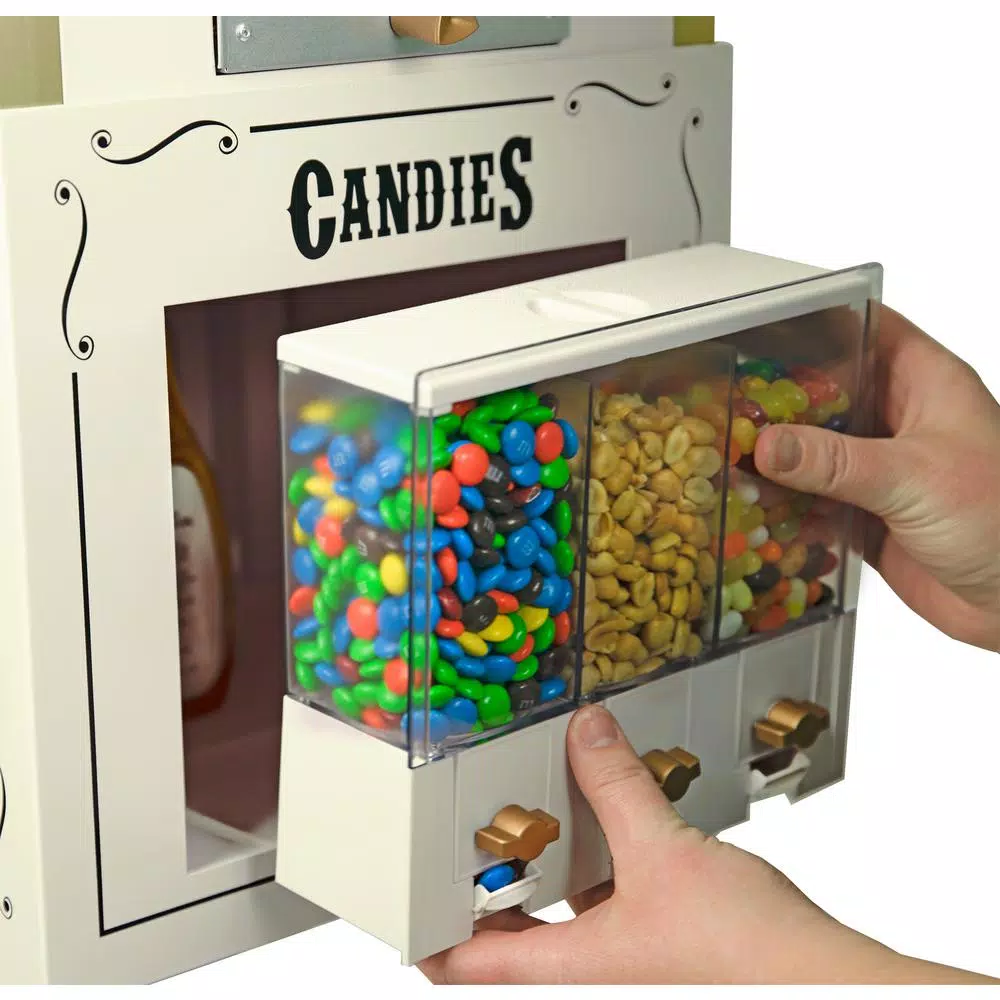 Nostalgia 600W 8 oz. Ivory Popcorn Machine with Cart and Candy Dispenser
