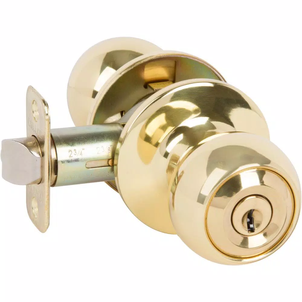 Callan Delaney Hardware Fairfield Polished Brass Entry Door Knob and Single Cylinder Deadbolt Combo Pack