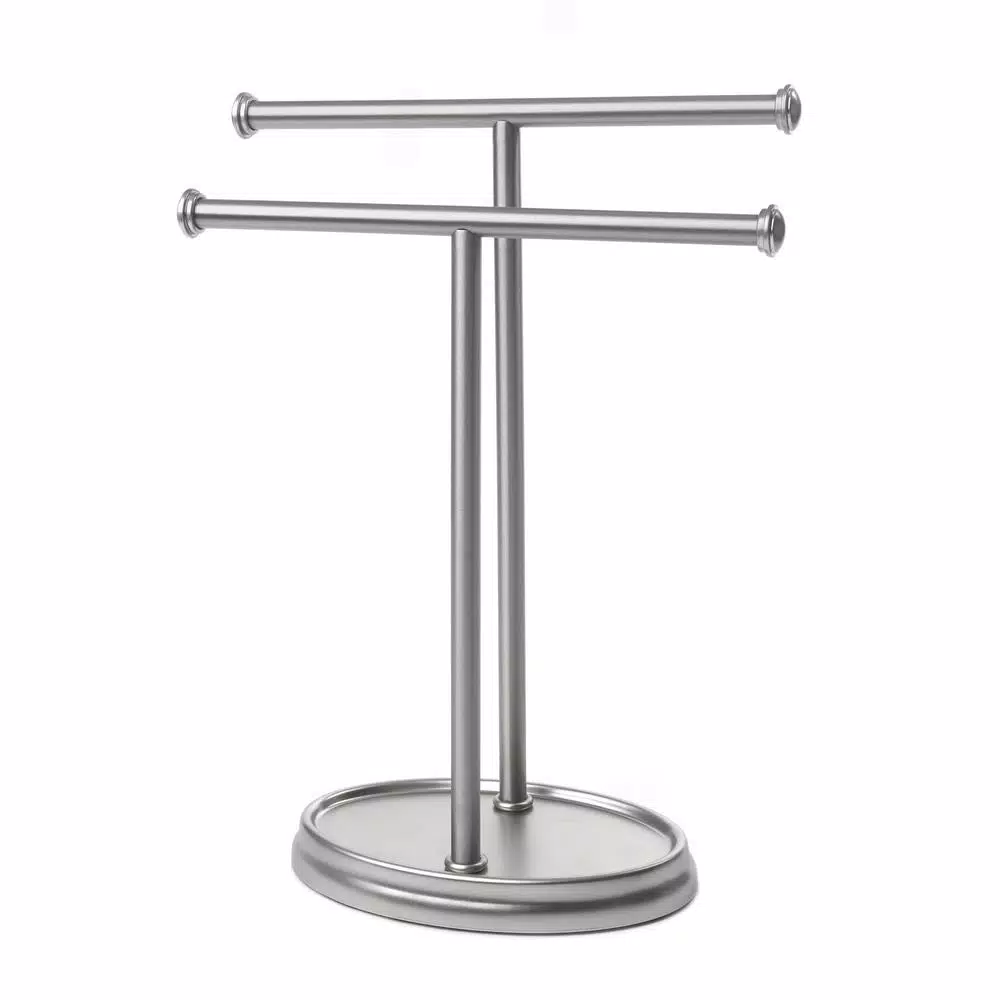 Umbra Palm Towel Tree, Freestanding Two-Tiered Hand Towel Rack in Nickel