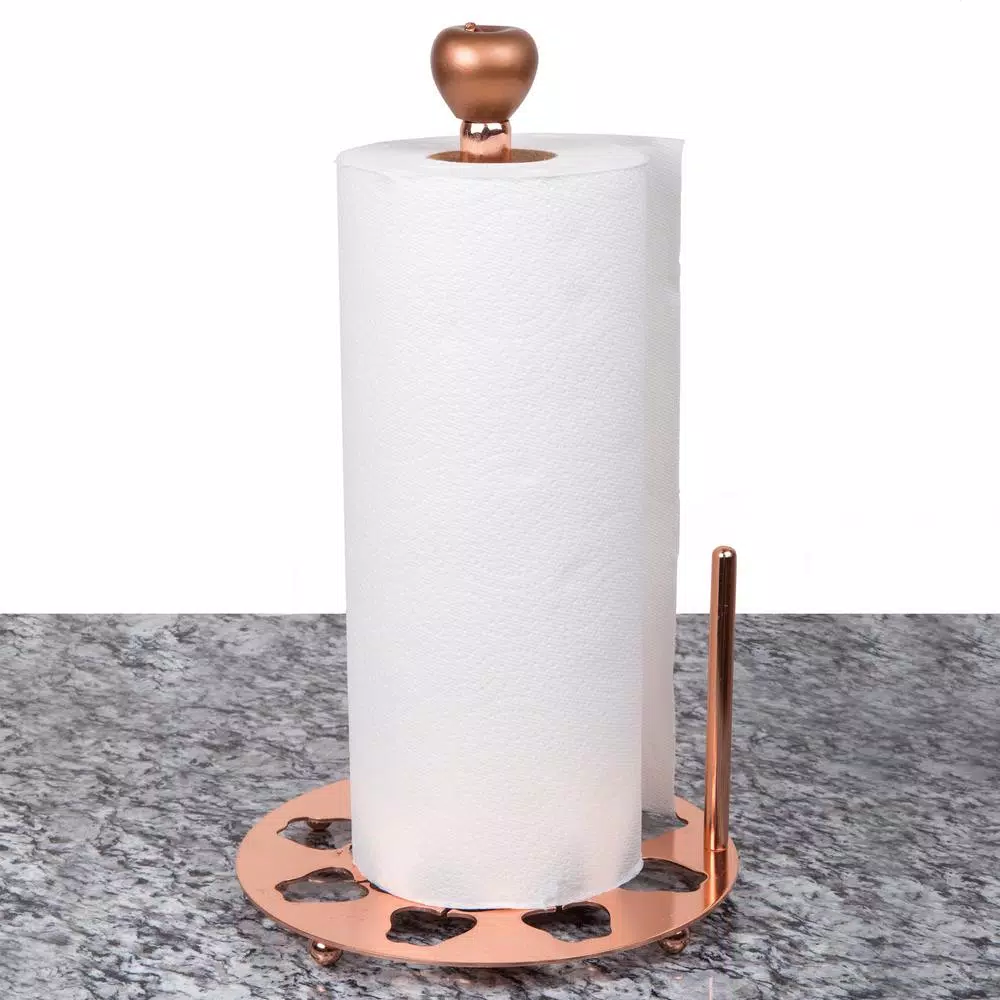 Creative Home Metal Paper Towel Holder with Elegant Copper Finish and Apple Motif Design